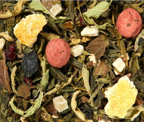 "Lemon Cream & Cherry" valge+roheline tee, 50g