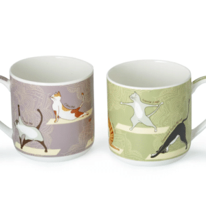 "Yoga Cats" mug 0.35 l H 9.2 cm, Ø 8.8 cm (pink)